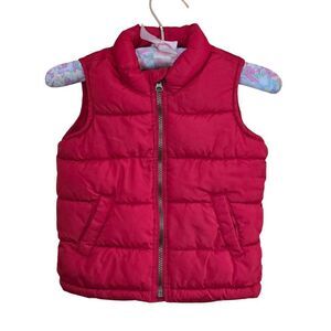 Old Navy Toddler Frost Free Puffer Vest 4T Red Polyester Winter